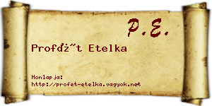 Profét Etelka névjegykártya